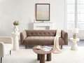 Miniatyrbilde 2 av 11: Sofa Brun Boucle Treben 3-seters Sofa med Knappet Treben og Polstring i Brunt Stoff Gummitreben