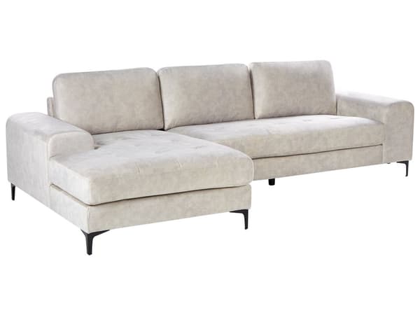 Høyrevendt Hjørnesofa Lys Beige Fløyel L-formet Minimalistisk Design til Stue