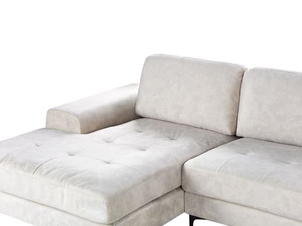 Høyrevendt Hjørnesofa Lys Beige Fløyel L-formet Minimalistisk Design til Stue