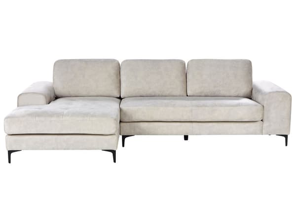 Høyrevendt Hjørnesofa Lys Beige Fløyel L-formet Minimalistisk Design til Stue