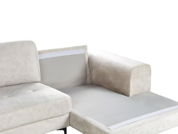 Venstrevendt Hjørnesofa Lys Beige Fløyel L-formet Minimalistisk Design til Stue