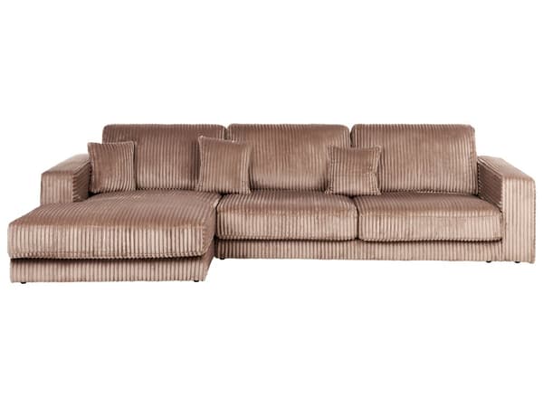 Hjørnesofa med Chaiselong Brun Fløjl 4 Personers Sofa L Formet Dyb Sofahjørne Siddemøbel Blød Stofsofa Højrevendt Flydersofa