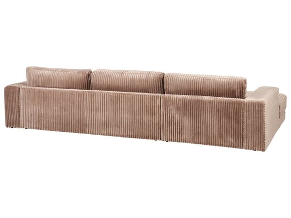 Hjørnesofa med Chaiselong Brun Fløjl 4 Personers Sofa L Formet Dyb Sofahjørne Siddemøbel Blød Stofsofa Venstrevendt Flydersofa