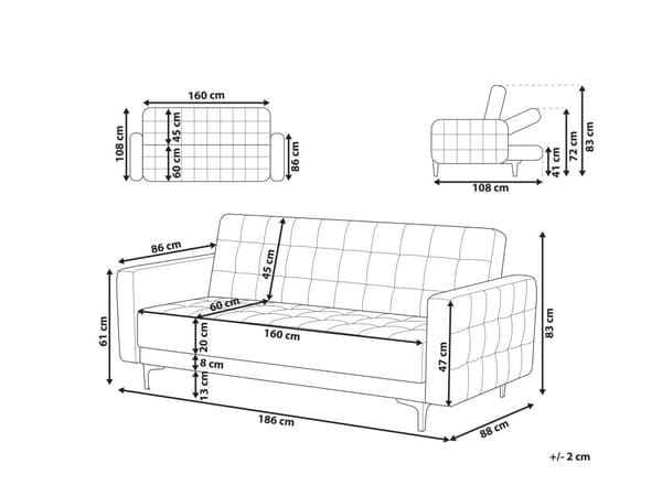 Sovesofa Beige Polyester 3 Personers Moderne Blød Sofa Sofaseng Tre Personers Designsofa Praktisk Splitback Stofsofa God Liggekomfort