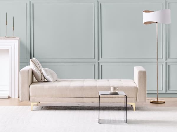 Sovesofa Beige Polyester 3 Personers Moderne Blød Sofa Sofaseng Tre Personers Designsofa Praktisk Splitback Stofsofa God Liggekomfort