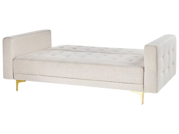 Sovesofa Beige Polyester 3 Personers Moderne Blød Sofa Sofaseng Tre Personers Designsofa Praktisk Splitback Stofsofa God Liggekomfort