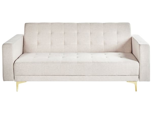 Sovesofa Beige Polyester 3 Personers Moderne Blød Sofa Sofaseng Tre Personers Designsofa Praktisk Splitback Stofsofa God Liggekomfort