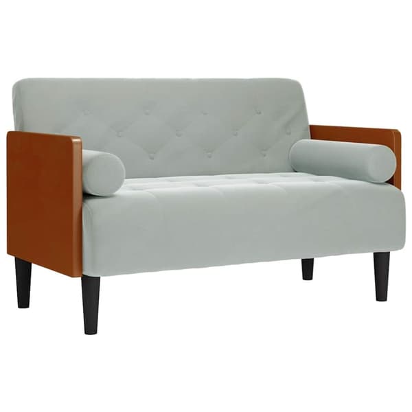 Loveseat soffa med bolsterdynor ljusgrå 110 cm sammet