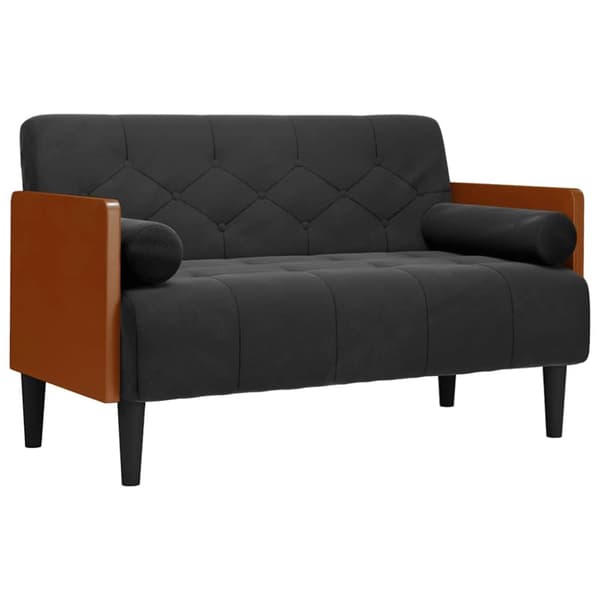 Loveseat soffa med dynor svart 110 cm sammet
