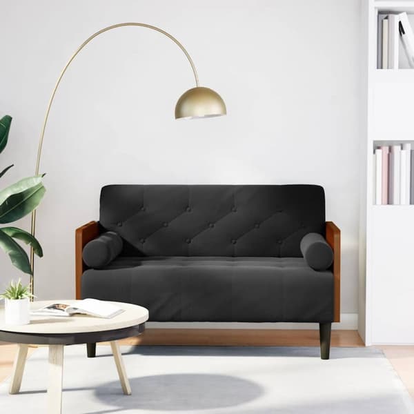 Loveseat soffa med dynor svart 110 cm sammet