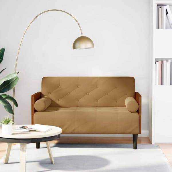Loveseat soffa med dynor brun 110 cm sammet