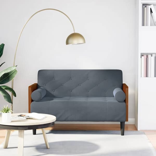 Loveseat soffa med dynor mörkgrå 110 cm sammet
