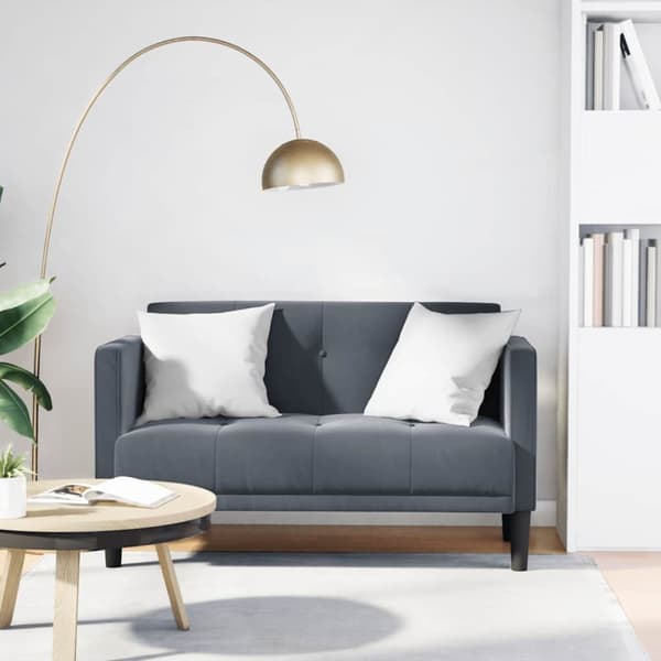 Loveseat soffa mörkgrå 111 cm sammet