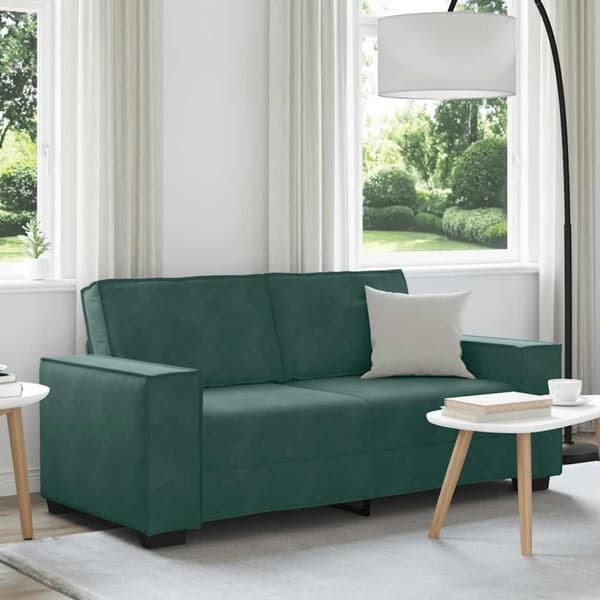 Soffa 2-sits mörkgrön 140 cm sammet