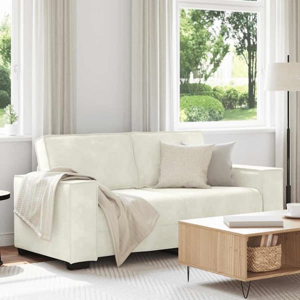Soffa 2-sits gräddvit 140 cm sammet