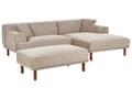 Miniatyrbillede 6 af 11: Hjørnesofa med Chaiselong Taupe Polyester 3 Personers Sofa L Formet Dyb Sofahjørne Siddemøbel Blød Stofsofa med Fodskammel Venstrevendt