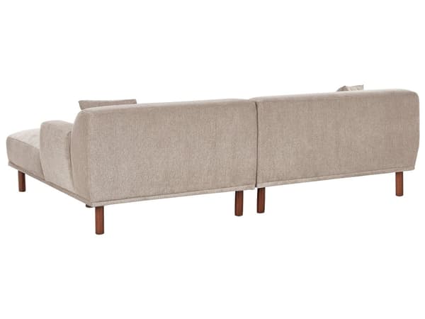 Hjørnesofa med Chaiselong Taupe Polyester 3 Personers Sofa L Formet Dyb Sofahjørne Siddemøbel Blød Stofsofa med Fodskammel Venstrevendt