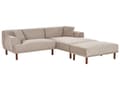 Miniatyrbillede 9 af 11: Hjørnesofa med Chaiselong Taupe Polyester 3 Personers Sofa L Formet Dyb Sofahjørne Siddemøbel Blød Stofsofa med Fodskammel Venstrevendt