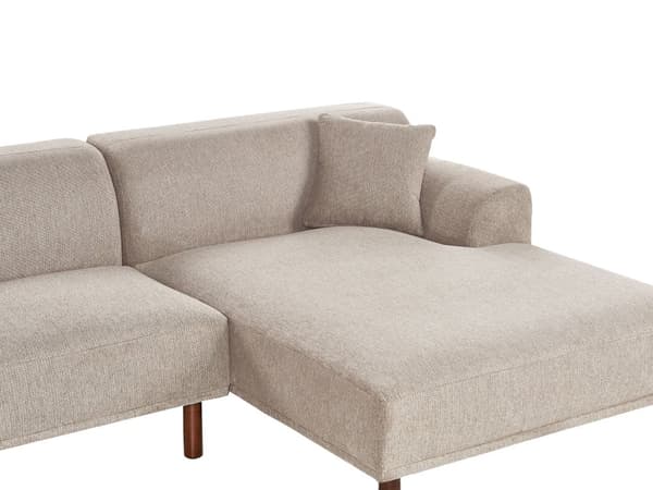 Hjørnesofa med Chaiselong Taupe Polyester 3 Personers Sofa L Formet Dyb Sofahjørne Siddemøbel Blød Stofsofa med Fodskammel Venstrevendt