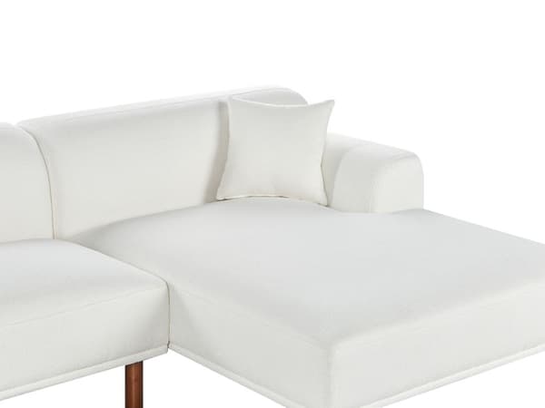 Hjørnesofa med Chaiselong Hvid Polyester 3 Personers Sofa L Formet Dyb Sofahjørne Siddemøbel Blød Stofsofa Venstrevendt