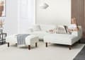 Miniatyrbillede 4 af 11: Hjørnesofa med Chaiselong Hvid Boucle 3 Personers Sofa L Formet Dyb Sofahjørne Siddemøbel Blød Stofsofa med Fodskammel Venstrevendt