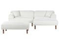 Miniatyrbillede 6 af 11: Hjørnesofa med Chaiselong Hvid Boucle 3 Personers Sofa L Formet Dyb Sofahjørne Siddemøbel Blød Stofsofa med Fodskammel Venstrevendt
