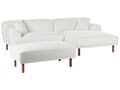 Miniatyrbillede 7 af 11: Hjørnesofa med Chaiselong Hvid Boucle 3 Personers Sofa L Formet Dyb Sofahjørne Siddemøbel Blød Stofsofa med Fodskammel Venstrevendt