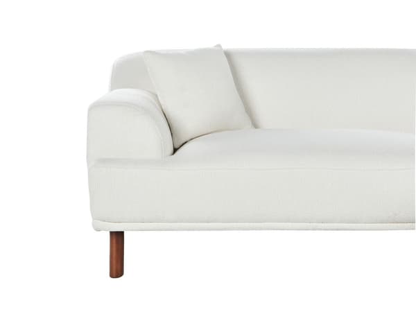 Hjørnesofa med Chaiselong Hvid Boucle 3 Personers Sofa L Formet Dyb Sofahjørne Siddemøbel Blød Stofsofa med Fodskammel Venstrevendt