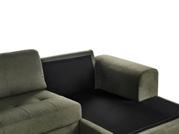 Hörnsoffa Mörkgrön Sammet L-Formad Minimalistiskt Vardagsrum