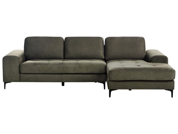 Hörnsoffa Mörkgrön Sammet L-Formad Minimalistiskt Vardagsrum