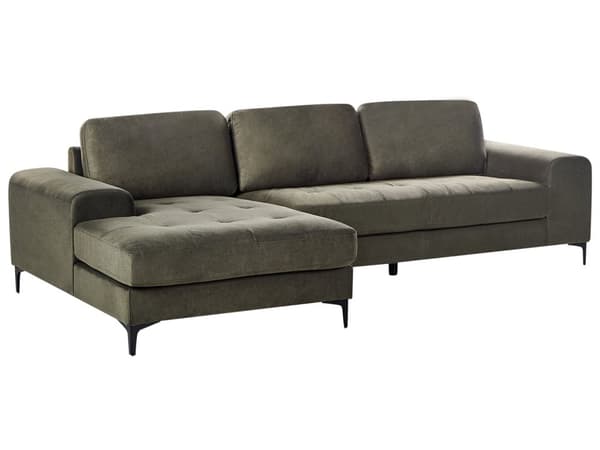 Hörnsoffa Mörkgrön Sammet L-Formad Minimalistiskt Vardagsrum