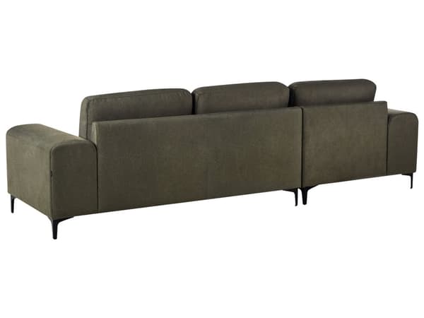 Hörnsoffa Mörkgrön Sammet L-Formad Minimalistiskt Vardagsrum