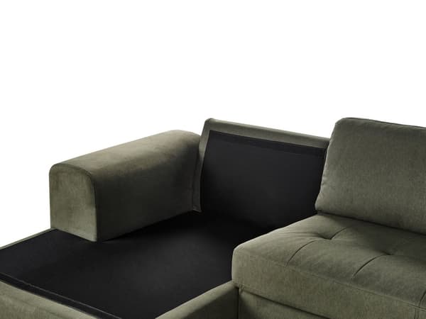 Hörnsoffa Mörkgrön Sammet L-Formad Minimalistiskt Vardagsrum