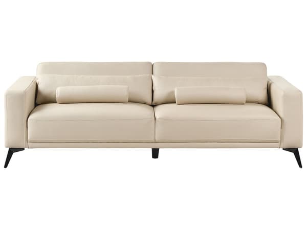 3-personers beige kunstlædersofa med justerbart ryglæn i højden Moderne stue opholdsrum
