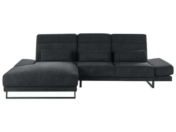 Høyre Hjørnesofa Svart Polyestertrekk Stålben Justerbare Armlener og Ryggstøtte Stue Møbler