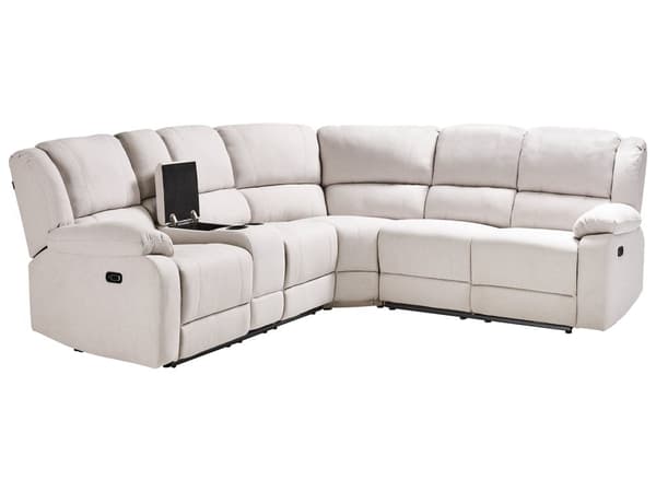 Hjørnesofa med hvilefunksjon Lys Beige Stoff 5-seter Elektrisk USB-utgang Oppbevaring Armlener Koppholder