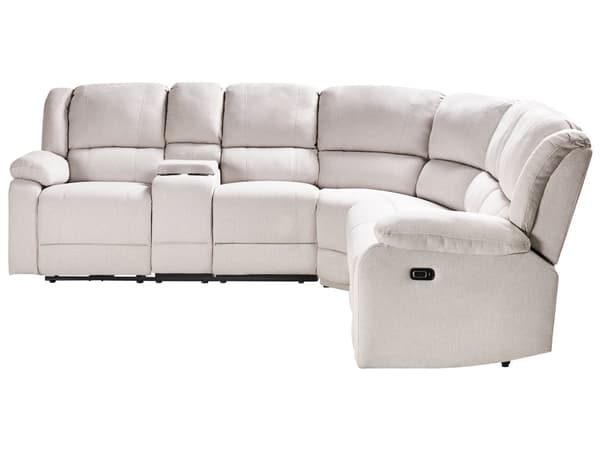 Hjørnesofa med hvilefunksjon Lys Beige Stoff 5-seter Elektrisk USB-utgang Oppbevaring Armlener Koppholder