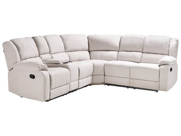 Hjørnesofa med hvilefunksjon Lys Beige Stoff 5-seter Manuell Oppbevaring Armlener Koppholder