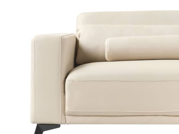 3-seters Sofa Beige Kunstskinn Polyester Justerbar Rygg Høyde Moderne Stil