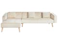 Miniatyrbild 1 av 11: Hörnbäddsoffa 4-sits Beige Sammet Klädsel Ljusa Träben Höger 3 Kuddar