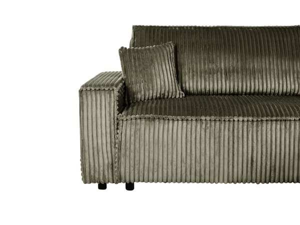 Hjørnesovesofa Grønn Kordfløyel 2-seter L-form Venstrevendt Uttrekkbar sovefunksjon Puter Moderne design Sofa Stue