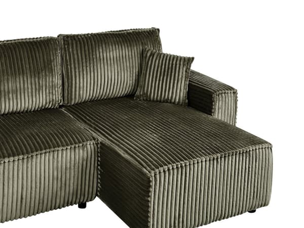 Hjørnesovesofa Grønn Kordfløyel 2-seter L-form Venstrevendt Uttrekkbar sovefunksjon Puter Moderne design Sofa Stue