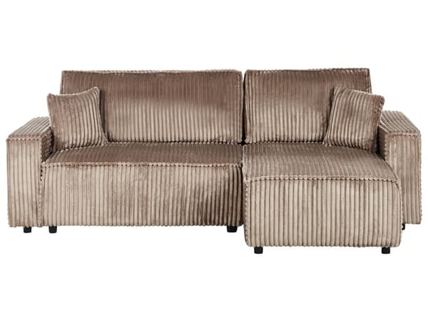 Hjørnesovesofa Brun Kordfløyel 2-seter L-form Høyrevendt Uttrekkbar sovefunksjon Puter Moderne design Sofa Stue