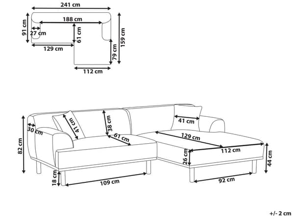 Venstrevendt Hjørnesofa i Boucle Hvit Vannavvisende Trekk 4-seter Minimalistisk Stil