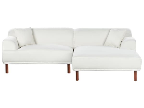 Venstrevendt Hjørnesofa i Boucle Hvit Vannavvisende Trekk 4-seter Minimalistisk Stil