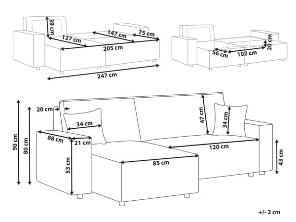 Hjørnesovesofa Grønn Kordfløyel 2-seter L-form Høyrevendt Uttrekkbar sovefunksjon Puter Moderne design Sofa Stue