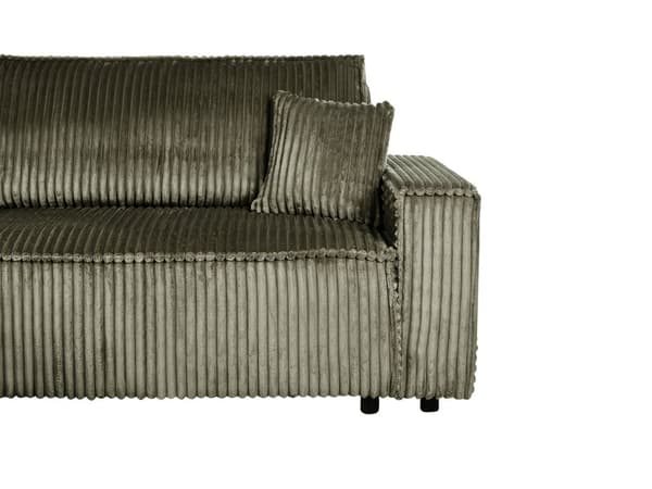 Hjørnesovesofa Grønn Kordfløyel 2-seter L-form Høyrevendt Uttrekkbar sovefunksjon Puter Moderne design Sofa Stue