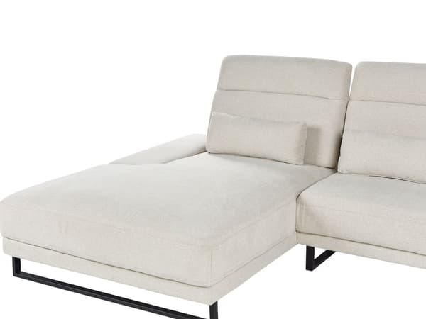Hörnsoffa Höger Beige Polyesterklädsel Stålben Justerbara Armstöd och Ryggstöd Vardagsrumsmöbler