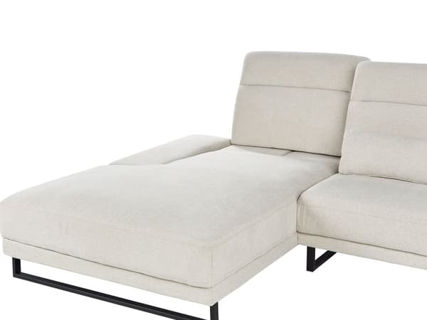 Hörnsoffa Höger Beige Polyesterklädsel Stålben Justerbara Armstöd och Ryggstöd Vardagsrumsmöbler