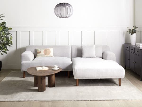 Hjørnesofa Lysegrå Stoff L-form 4-seter Venstrevendt Vannavvisende stoff Minimalistisk stil